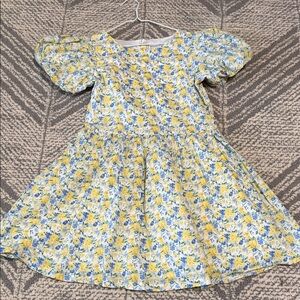 Janie and Jack “Fleur the O’Clock “ Floral Yellow and Blue Kids Dress